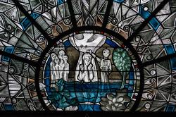 Die Taufe Jesu im Jordan. Fenster im nördlichen Seitenschiff