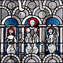 Jesus, der dich, o Jungfrau, in den Himmel aufgenommen hat. Rosenkranzfenster im südlichen Querhaus. Paul Weigmann. 20. Jhd